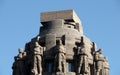 Statues of the mourning knights adorning the crown of the Monument to the Battle of the Nations, Leipzig, Germany