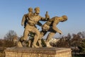 Statue of sports men at the National Stadium Stadion Narodowy in Warsaw, Poland