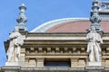 Statues at the Opera House in Budapest. Hungary. Sixteen statues of the great composers of the world. The Budapest Opera is one of Royalty Free Stock Photo