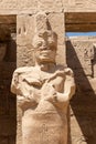 The statues of Pharaoh Ramses III as Osiris guarding the precinct of the temple of Karnak, Luxor, Egypt Royalty Free Stock Photo