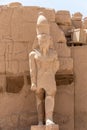 The statues of Pharaoh Ramses III guarding the precinct of the temple of Karnak, Luxor, Egypt Royalty Free Stock Photo