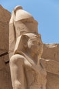 The statues of Pharaoh Ramses III guarding the precinct of the temple of Karnak, Luxor, Egypt Royalty Free Stock Photo