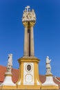 Statues on a pillar in the center of Jaromerice nad Rokytnou