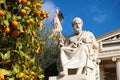 The Statues of Plato and Athena at the Academy of Athens Royalty Free Stock Photo