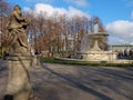 Statues and a fountain from the Saski Park. Royalty Free Stock Photo