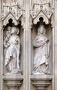 Statue on the portal of Parish Church of the Holy Blood in Graz, Styria, Austria on January 10, 2015.