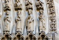 Statues on the Portal of the Virgin on the facade of the Cathedral of Notre Dame de Paris