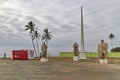 Statues of 3 Portuguese Governors of Sao Tome Island when it used to be a Colony of Portugal, in front of Sao Sebastian Fort.