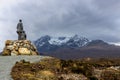 Statues of Prof Norman Collie and John Mackenzie overlooking the beautiful scenery of mountains