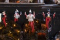 Pulcinella lucky charm and red horns at the souvenir shop in Naples