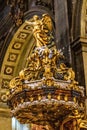 Statues Pulpit Hospital Hotel -Dieu Chapel Basilica Lyon France Royalty Free Stock Photo