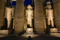 Statues of Ramses II at Luxor Temple at night, Egypt Royalty Free Stock Photo