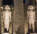 Statues of Ramses II at Luxor Temple in night Royalty Free Stock Photo