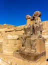 Statues of Ramses III. and Thoth at the mortuary temple Royalty Free Stock Photo