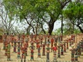 Statues in rock garden