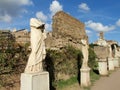 Statues in Roman Forum ruins in Rome Royalty Free Stock Photo