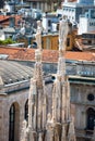 Statues on the roof of famous Milan Cathedral Duomo Royalty Free Stock Photo