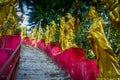 Statues in a row at Ten Thousand Buddhas Monastery in Sha Tin, Hong Kong, China Royalty Free Stock Photo
