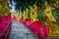 Statues in a row at Ten Thousand Buddhas Monastery in Sha Tin, Hong Kong, China Royalty Free Stock Photo