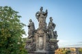Statues of Saints Barbara, Margaret and Elizabeth at Charles Bridge - Prague, Czech Republic Royalty Free Stock Photo