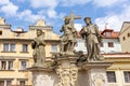 Statues of Saints Cosmas and Damians on Charles bridge in Prague, Czech Republic Royalty Free Stock Photo