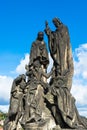 Statues of Saints Cyril and Methodius on Charles Bridge in Prague Royalty Free Stock Photo