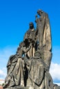Statues of Saints Cyril and Methodius on Charles Bridge in Prague Royalty Free Stock Photo