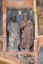 Statues of saints on the portal of the church of St. Mark in Zagreb