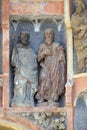 Statues of saints on the south portal of the church of St. Mark in Zagreb, Croatia