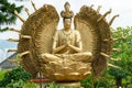 Statues sat Ten Thousand Buddhas Monastery in Sha Tin, Hong Kong, China. Royalty Free Stock Photo