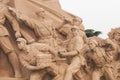 Statues of soldiers, laborers on communist monument