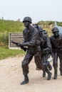 Statues of soldiers of WW2 on Utah beach in Normandy, landing memorial in France