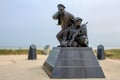 Statues of soldiers of WW2 on Utah beach in Normandy, landing memorial in France