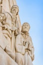 Statues of St Francis Xavier and Alfonso de Albuquerque on the Monument of Discoveries on the banks of the Tagus river estuary in