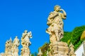 Statues on stairway leading to the Bom Jesus do Monte church in Braga, Portugal Royalty Free Stock Photo