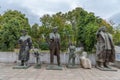 Statues of Stalin, Lenin and Hoxha in Tirana, Albania