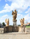 Statues on Stone Bridge in Pisek Royalty Free Stock Photo