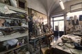 Artist studio, sculptures and statues