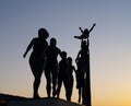 Statues in sunset