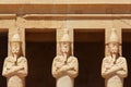 Statues surrounding the main entrance of Temple of Queen Hatshepsut in Luxor.