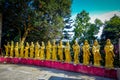 Statues at Ten Thousand Buddhas Monastery in Sha Tin, Hong Kong, China. Royalty Free Stock Photo