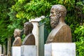 The statues of the three Greek tragic poets, Euripides, Sophocles and Aeschylus