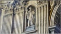 Statues on the top of Saint The interior of Saint Peter Basilica in Rome, Italy