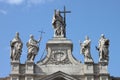 Statues on the top of Saint John Lateran Basilica Royalty Free Stock Photo