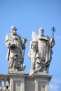 Statues on the top of Saint John Lateran Basilica Royalty Free Stock Photo