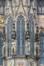 Statues on the wall of the Old Town Hall on Staromestska Square in Prague