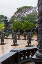 Statues of warriors in temple yard Royalty Free Stock Photo