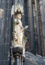 Statues on the Western Facade of the Cologne Cathedral. UNESCO Wold Heritage Site. Royalty Free Stock Photo