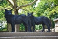 Statues of wolfs near Neuchatel church in Switzerland