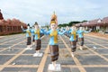 Statues of women dancers in the procession of Boon Bang Fai bamboo rocket Festival